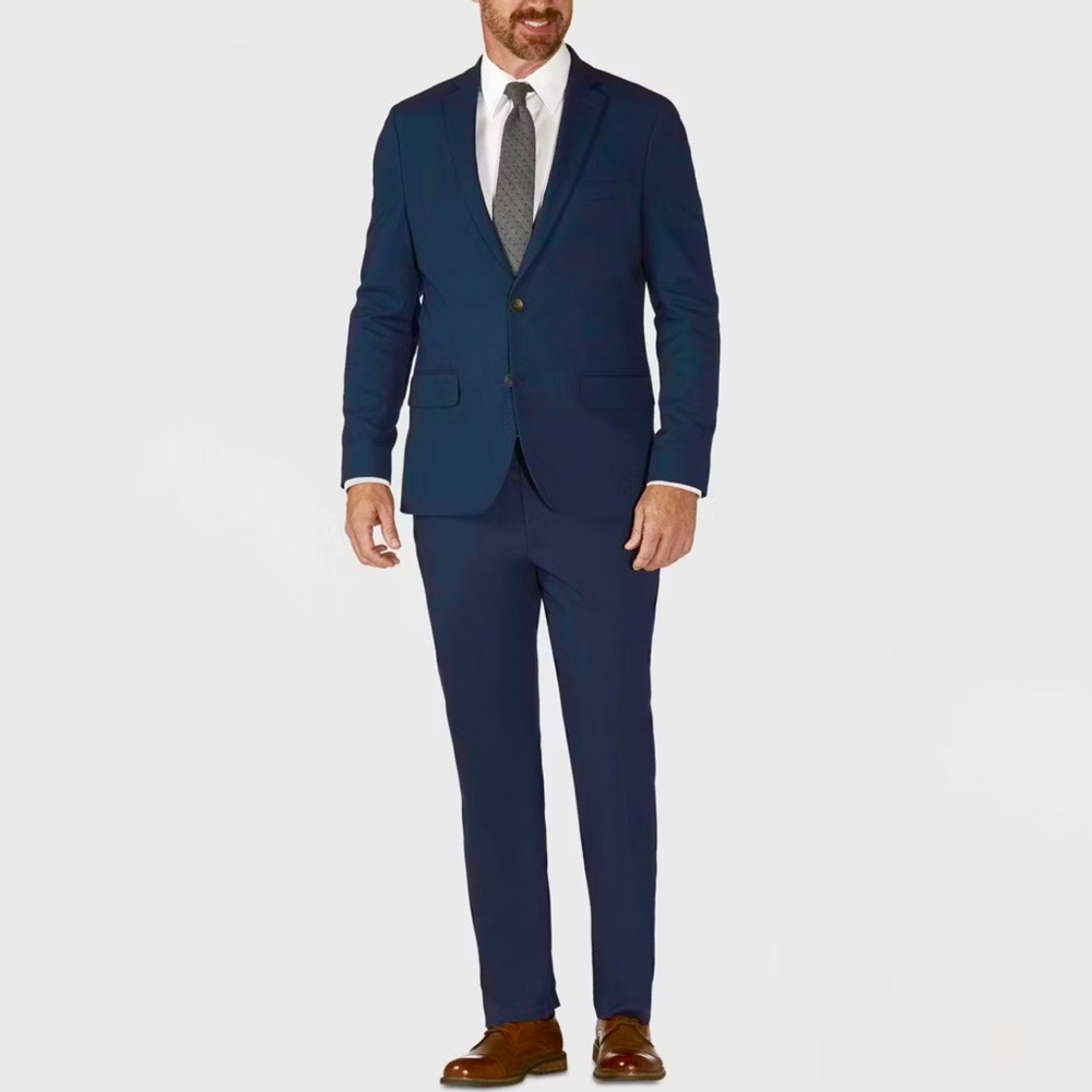 Haggar H26 Men's Tailored Fit Stretch Suit Jacket Navy Blue 38R